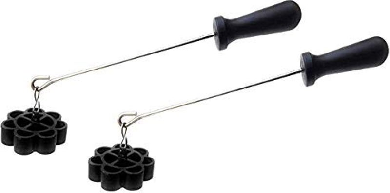 FLORA AND CO Stainless Steel Non-Stick Rose Cookie & Murukku Maker Combo (Pack of 2) | Achappam & ACH-hu Murukku Moulds | Durable & Easy to Use (Black) - Image 1