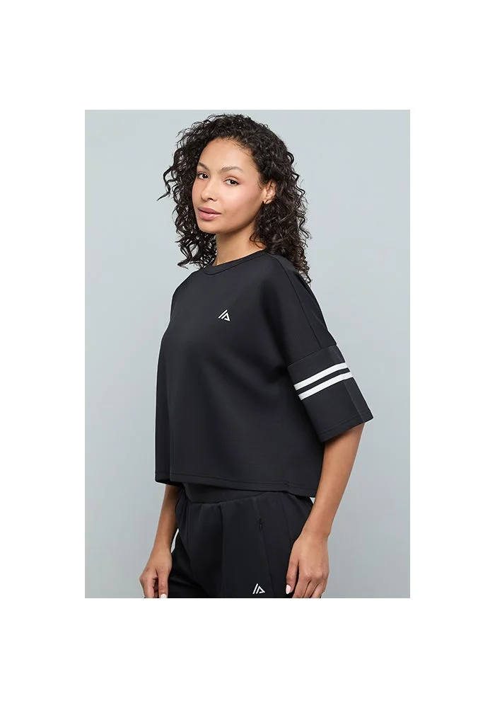 أر أند بي Striped T-Shirt with Crew Neck and Short Sleeves