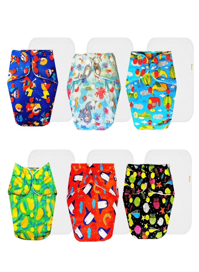 Dumbledo Premium Cloth Diaper with Cotton Insert (Pack of 6) | Snug Fit | 6-Layer Absorbent Pad | Travel Friendly | Everyday Diapering Essential | 3 Months - 3 Years | Unisex Baby - Image 1