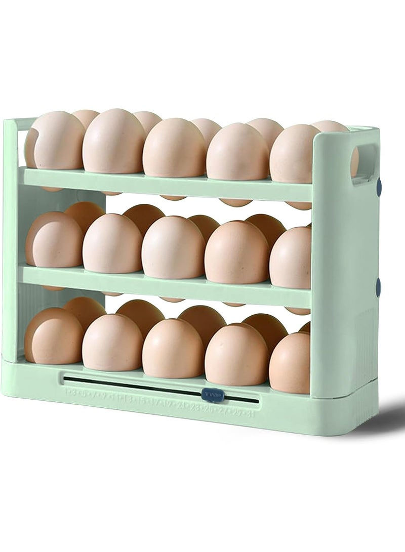 Egg Holder for Refrigerator, 30 Grid Egg Tray for Refrigerator 3 Layer Organizer Bins Reusable Egg Container for Refrigerator Side Door Plastic Egg Carton - Image 1