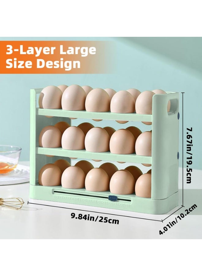 Egg Holder for Refrigerator, 30 Grid Egg Tray for Refrigerator 3 Layer Organizer Bins Reusable Egg Container for Refrigerator Side Door Plastic Egg Carton - Image 5
