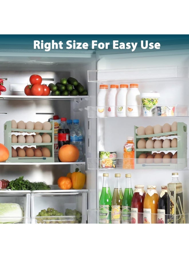 Egg Holder for Refrigerator, 30 Grid Egg Tray for Refrigerator 3 Layer Organizer Bins Reusable Egg Container for Refrigerator Side Door Plastic Egg Carton - Image 2