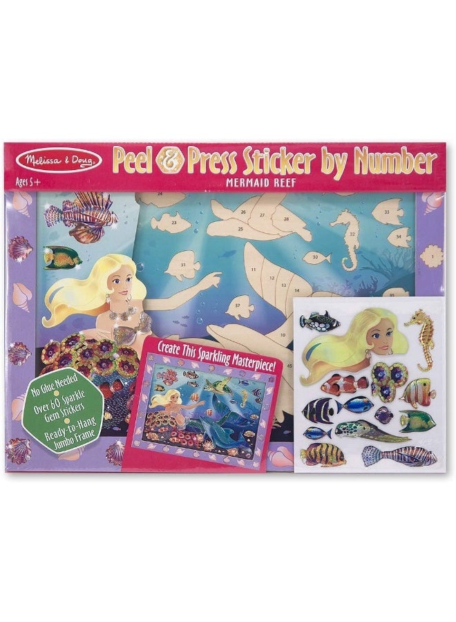 Melissa & Doug Melissa & Doug Peel and Press Sticker by Number Kit: Mermaid Reef - 60+ Stickers, Jumbo Frame  - Image 2