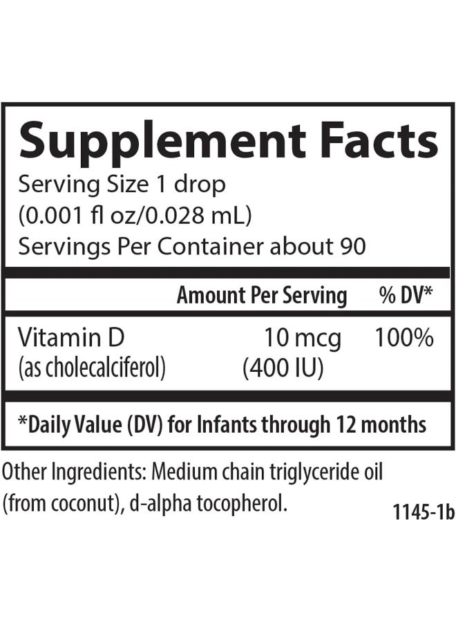 Carlson - Baby's Plant-Based Super Daily D3, Baby Vegetarian Liquid Vitamin D Drops, 400 IU (10 mcg) per Drop, Sourced from Algae, for Infants and Toddlers, Unflavored, 90 Drops (2.54 mL) - Image 5