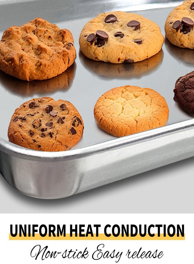 GIUOIDUO Commercial Quality Baking Sheet Pan Set, Natural Stainless Steel Cookie Sheet, Warp Resistant Nonstick Baker's Half Sheet Pan, Large Thick Cookie Tray Pans for Baking, Roasting(2 Pack, 18X13Inch) - Image 4