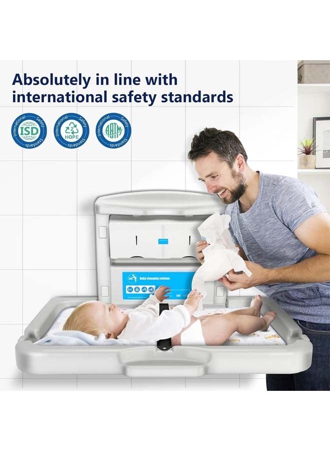 Baby Changing Station,Wall Mounted Baby Changing Station with Safety Strap,Wall Mounted Changing Table for Commercial Bathroom, Baby Changing Station That Makes Every Mother Happy - Image 3