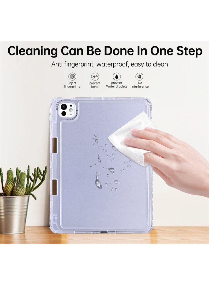 general for iPad Pro/Air 13-Inch  Clear Case 2024 with Charging Pencil Holder Slot,  Slim Lightweight Transparent Back Protective Cute Cover - Image 3