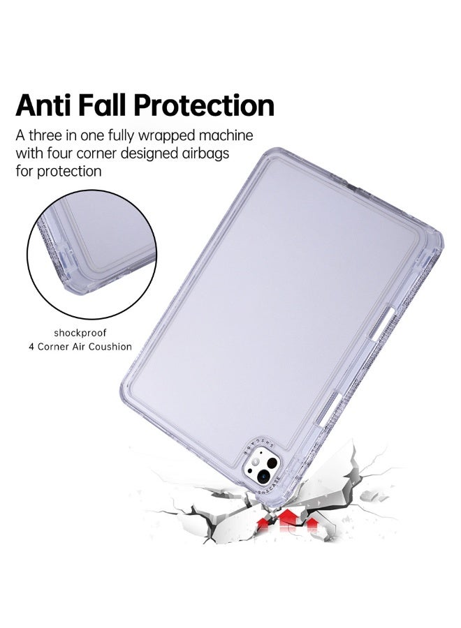 general for iPad Pro/Air 13-Inch  Clear Case 2024 with Charging Pencil Holder Slot,  Slim Lightweight Transparent Back Protective Cute Cover - Image 2