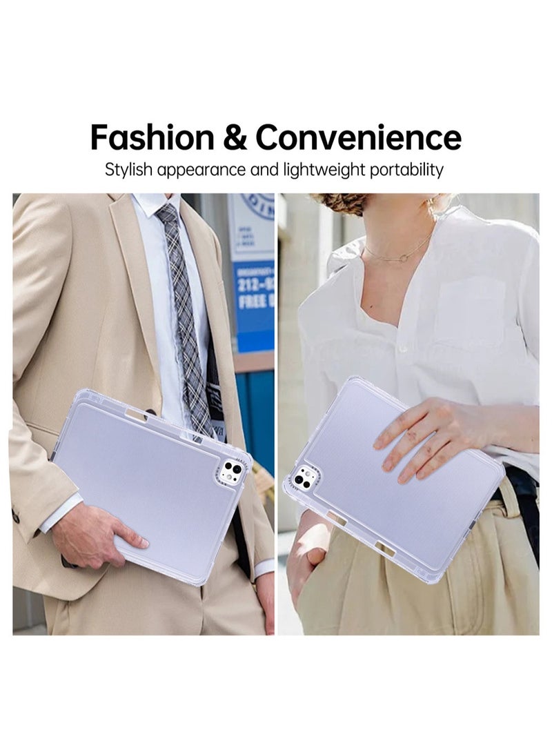 general for iPad Pro/Air 13-Inch  Clear Case 2024 with Charging Pencil Holder Slot,  Slim Lightweight Transparent Back Protective Cute Cover - Image 4