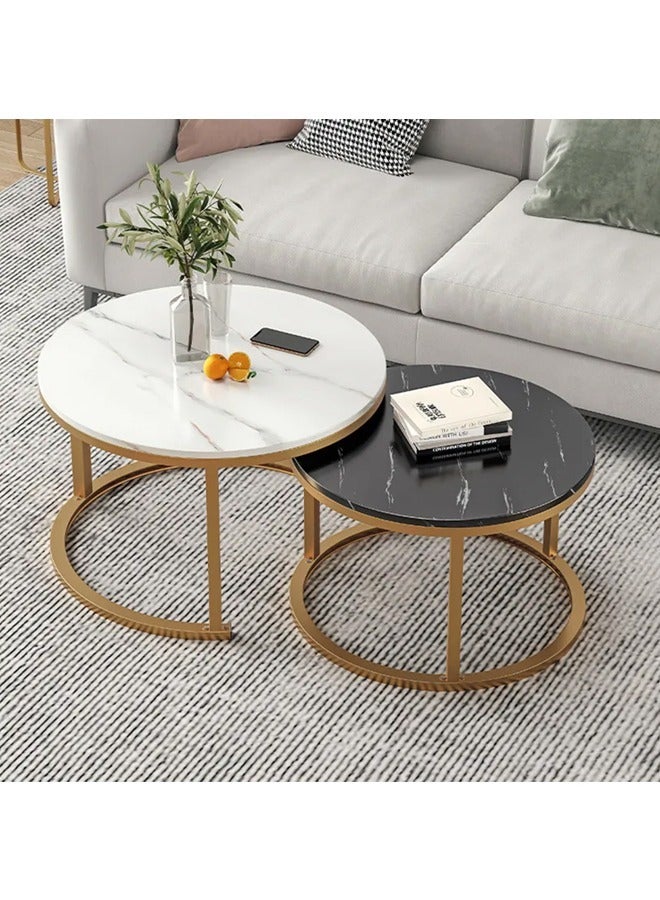 NKX 2 Round Coffee Table With Metal Frame - Image 1
