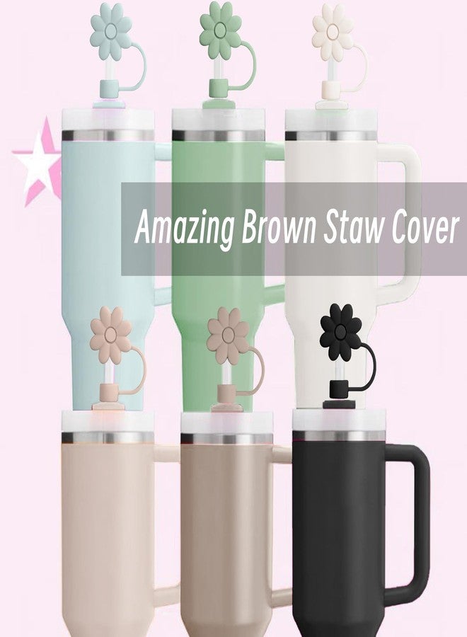 SEMATA 6PCS Silicone Straw Covers Toppers for Stanley Cups 30&40 Oz Tumbler Accessories -Flower Straw Caps Dust-Proof -Reusable Straws Tips Protectors for Stanley Cup 10mm 0.4in Straws - Image 4