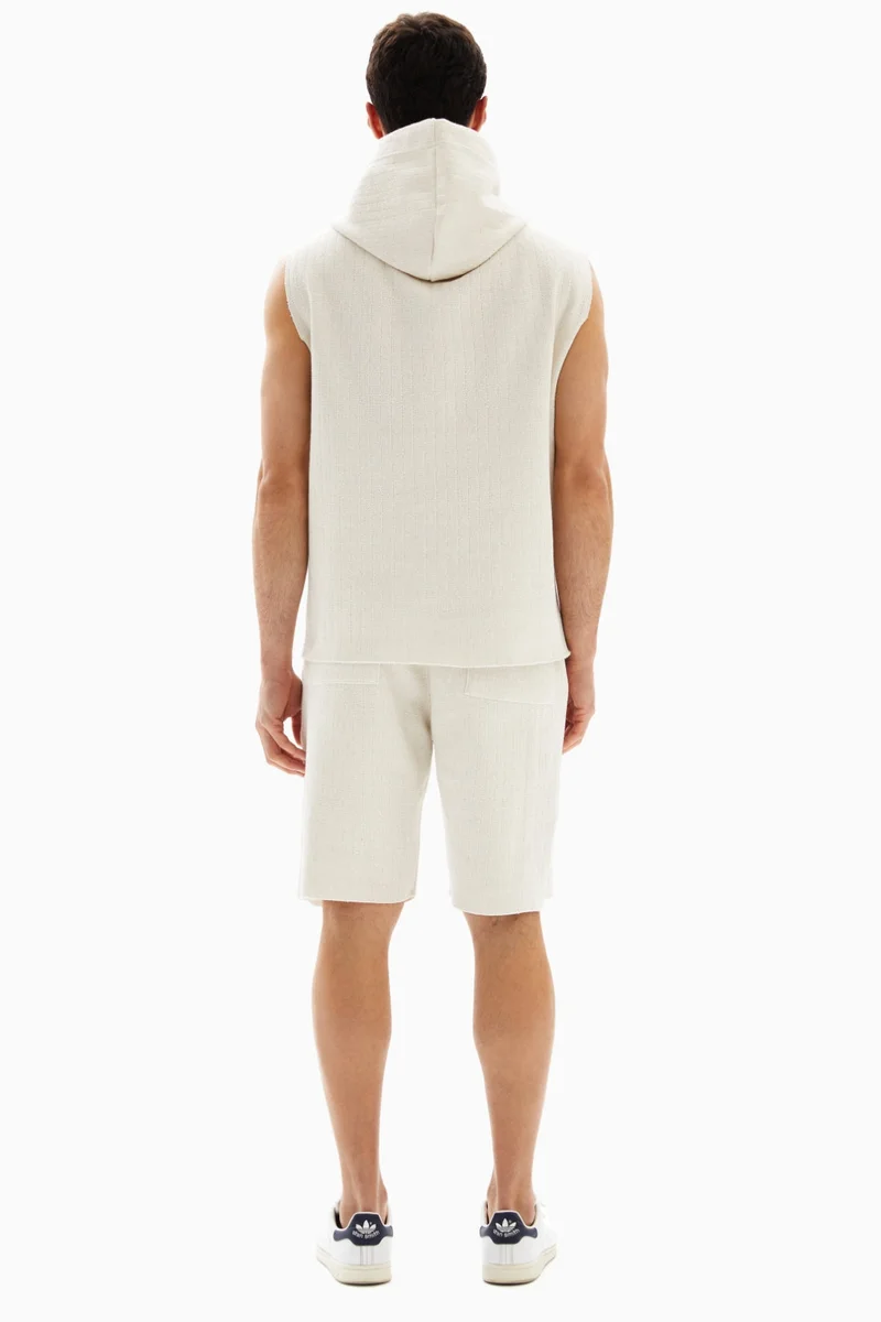 وي كرييت White Textured Set of Hoodie and Shorts By WECRE8