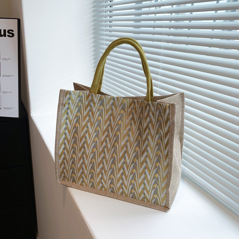 2024 Striped Tote Bag Large Capacity Fashion Shoulder Yellow 