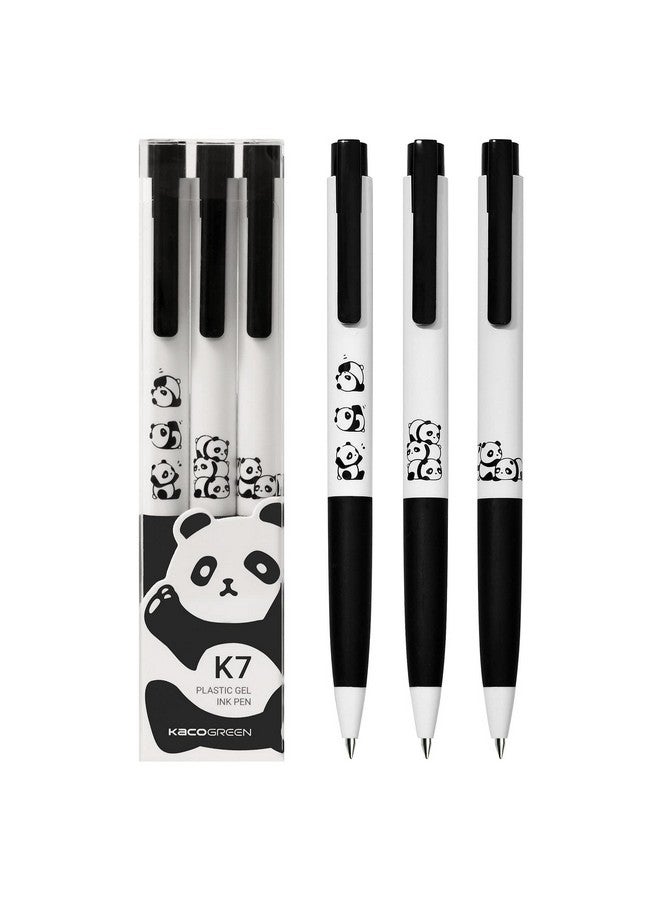 Kaco K7 Gel Ink Pens 3 Pieces Cute Panda Black Pens Set 0.5Mm Fine Point All Black Ink Office School Supplies - Image 1