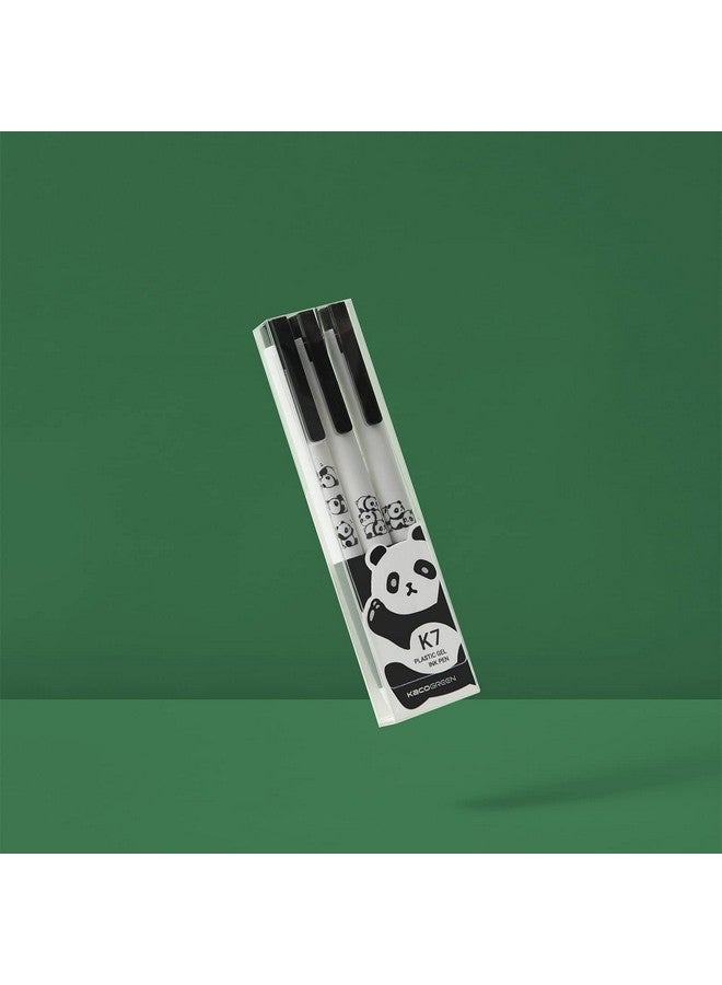 Kaco K7 Gel Ink Pens 3 Pieces Cute Panda Black Pens Set 0.5Mm Fine Point All Black Ink Office School Supplies - Image 5