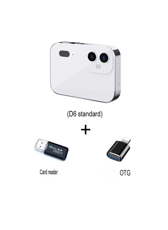 Generic D6 4K 64MP Digital Camera, 3 Inch HD Touch Screen Portable Video Recording Camera With Triple Lens, Manual Focus Compact Action Camera For Vlogging, (White Camera With Card Reader Plus Iphone OTG)  - Image 1