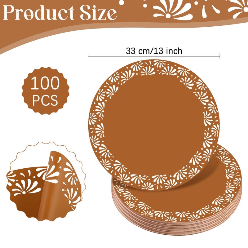 Kochorie 100 Pcs Cielito Lindo Mexican Paper Placemats 13 Inch Round Platos De Barro Mexicanos Disposable Table Mats for Cielito Lindo Party Decoration Cinco de Mayo Wedding Birthday Baby Shower - Image 2