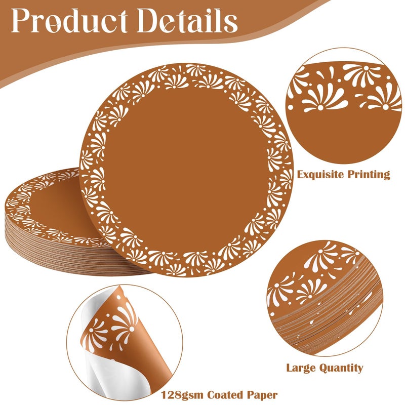Kochorie 100 Pcs Cielito Lindo Mexican Paper Placemats 13 Inch Round Platos De Barro Mexicanos Disposable Table Mats for Cielito Lindo Party Decoration Cinco de Mayo Wedding Birthday Baby Shower - Image 3