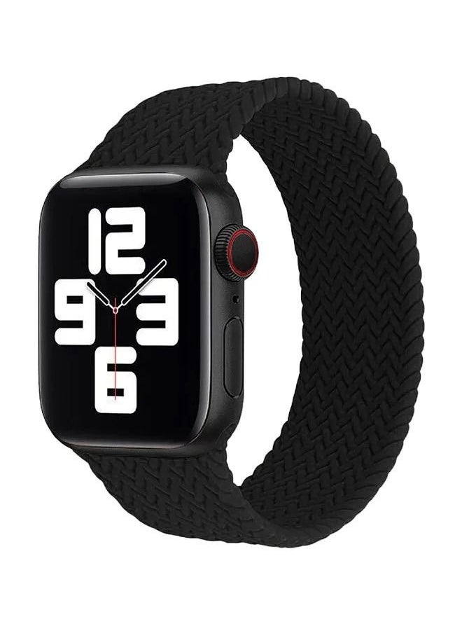 INEIX Braided Solo Loop Stretchable Silicone Replacement Strap 42/44mm Black Length 145mm  - Image 1