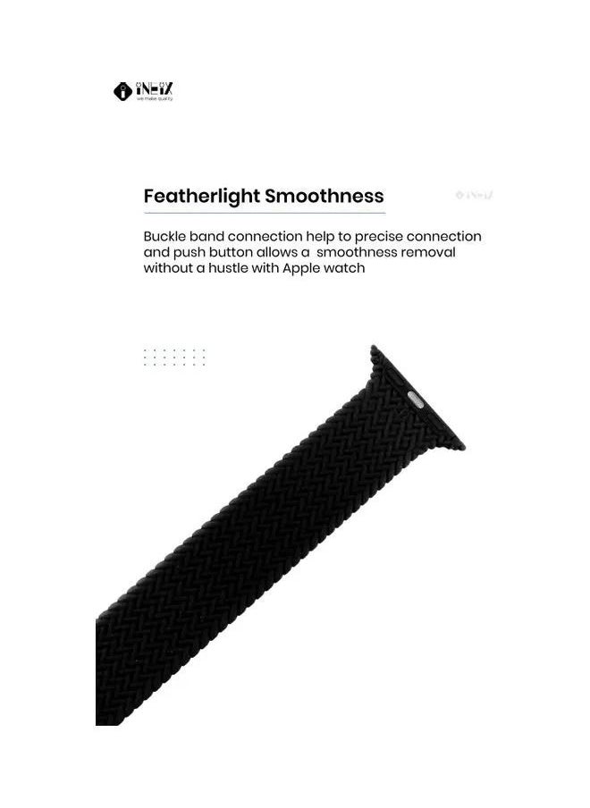 INEIX Braided Solo Loop Stretchable Silicone Replacement Strap 42/44mm Black Length 145mm  - Image 5