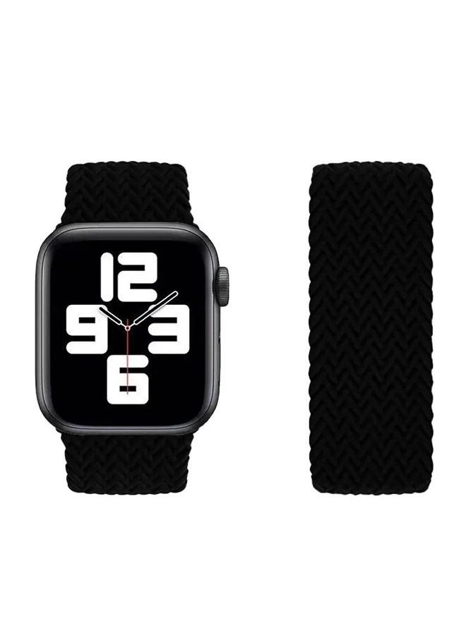INEIX Braided Solo Loop Stretchable Silicone Replacement Strap 42/44mm Black Length 145mm  - Image 2