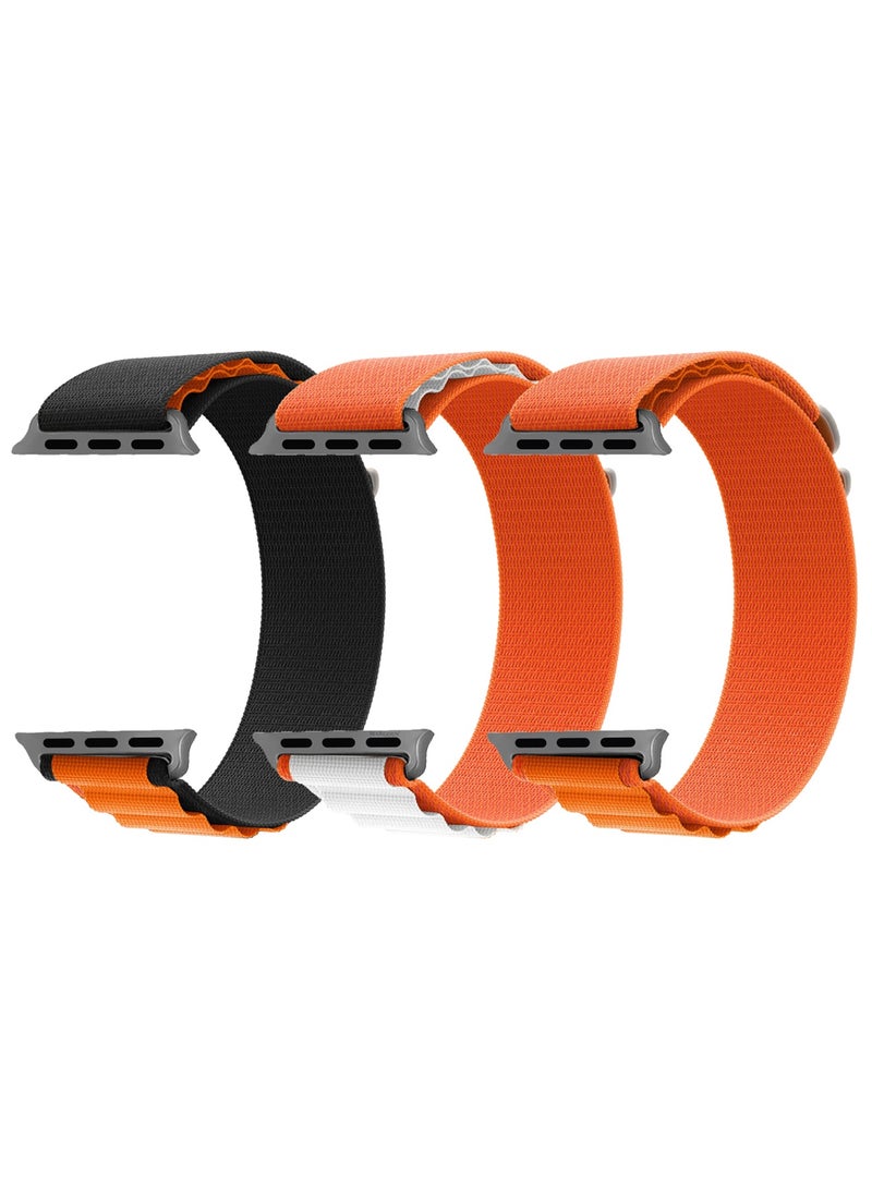 3x Strap Bands for 44mm 45mm 49mm Sport Loop Nylon Band for Apple Watch Series 1–10 - SE - Ultra and Ultra 2 - Breathable and Adjustable - Orange - Image 2