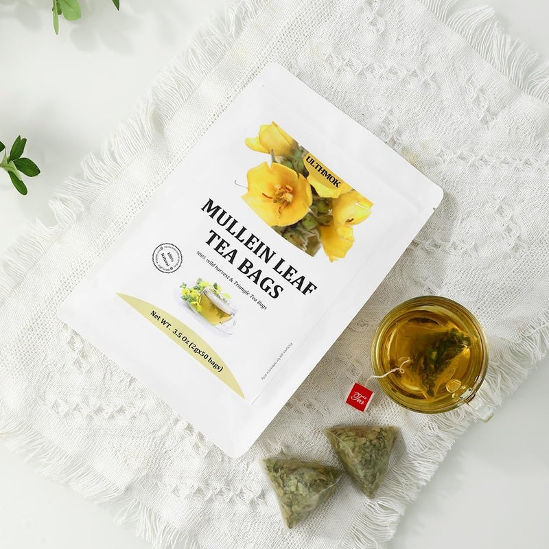 ULTHMOK Premium Mullein Leaf Tea Bags - 100% Pure Herbal Tea for Lungs Cleanse and Respiratory Support, Caffeine Free, 50 Count - Image 5