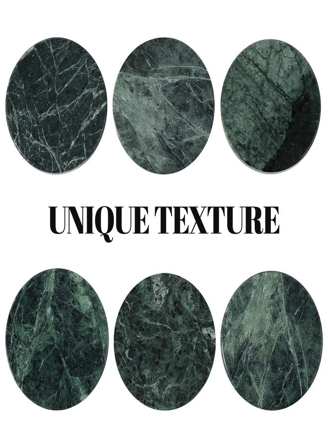 Koville Green Marble Coasters Set of 6, 3.9 Inch Round Coaster for Drinks, Drink Coaster for Tabletop & Coffee Table Decor, Ideal Home Decor House Warming Gifts, Luxury Aesthetic Stone Coasters - Image 4