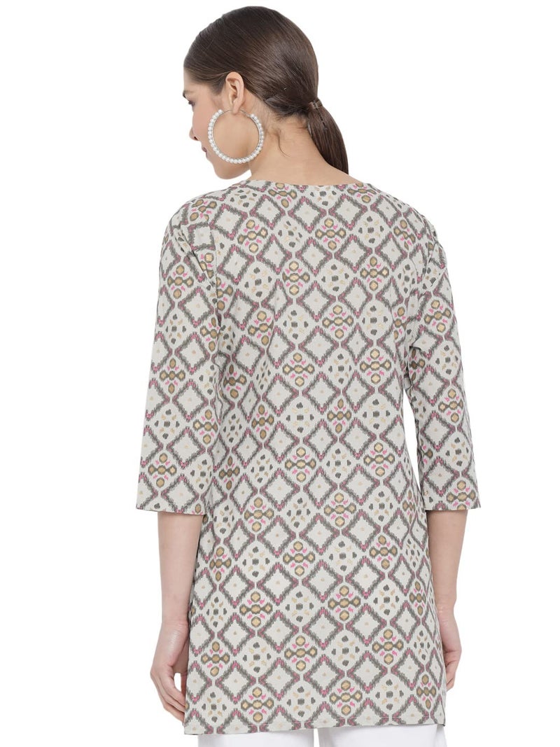 Yash Gallery Women's Cotton Geometric Printed Short Kurta for Women (Multi, 3XL) Multicolour - Image 4