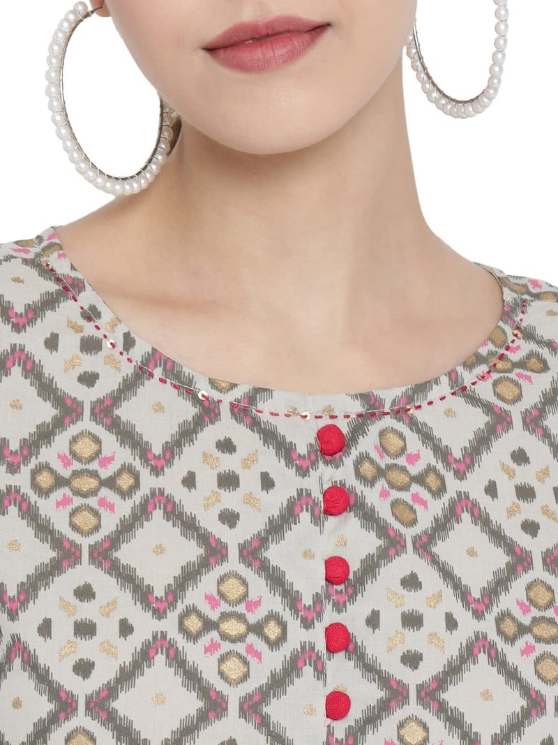 Yash Gallery Women's Cotton Geometric Printed Short Kurta for Women (Multi, 3XL) Multicolour - Image 5