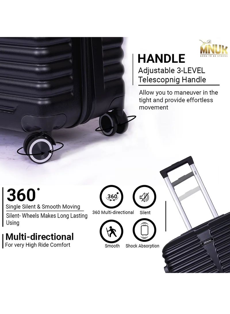 MNUK Destiny Carry-on Luggage | Hardside Soft Handle Trolley with TSA Lock |Double 360° 4 Wheeler| Cabin-20 Inch, Black