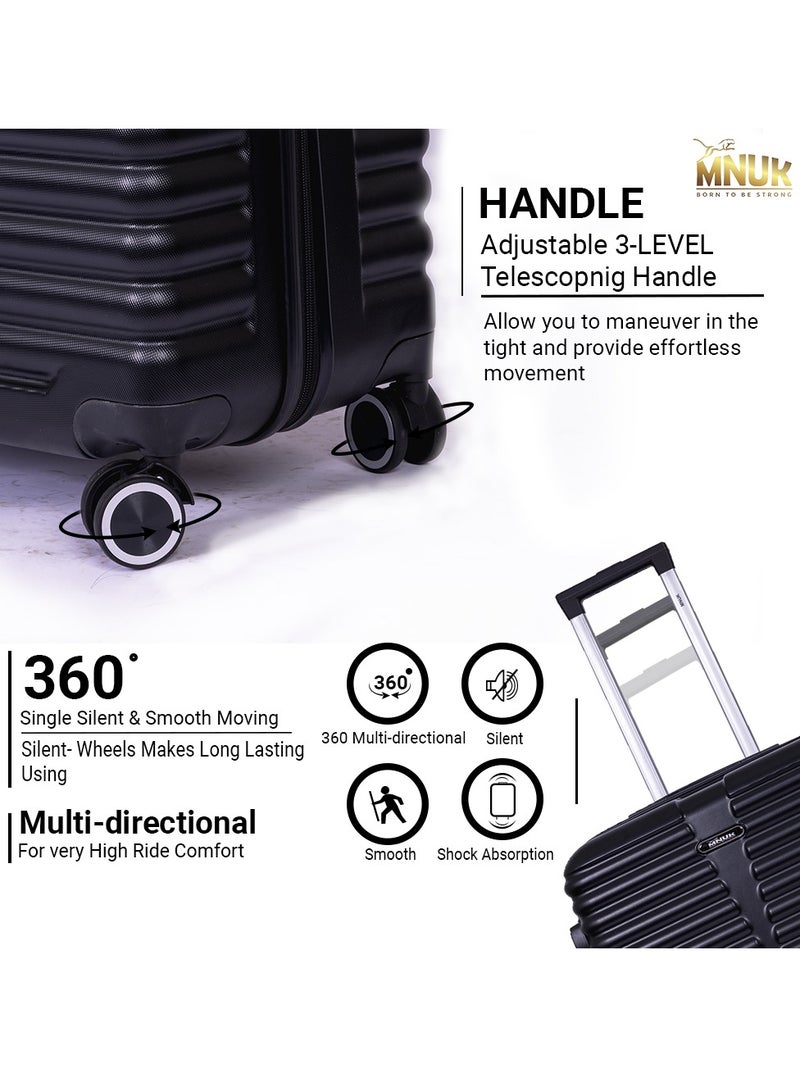 MNUK Destiny Carry-on Luggage | Hardside Soft Handle Trolley with TSA Lock |Double 360° 4 Wheeler| Cabin-20 Inch, Black - Image 5