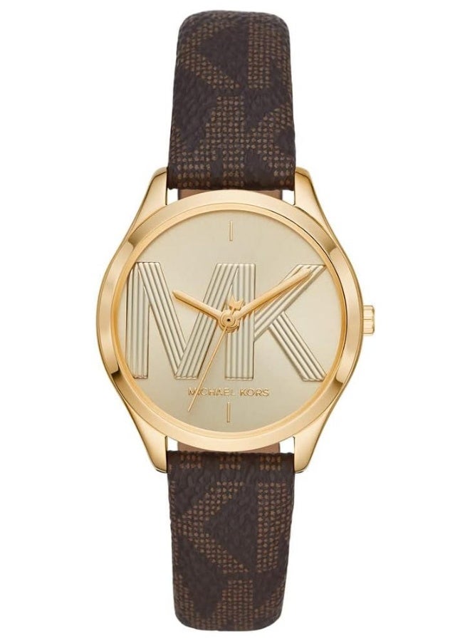 Michael Kors Women MK2862 Jaycie Watch with Brown Leather Strap - Image 1