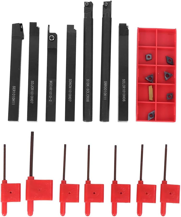 For Steel and Stainless Steel Machining - 7 Pieces CNC Arbor Turning Tool Set with Purple Black Layer Finish and Wrench Hardware Accessory - 42CR Alloy Steel Construction. - Image 1