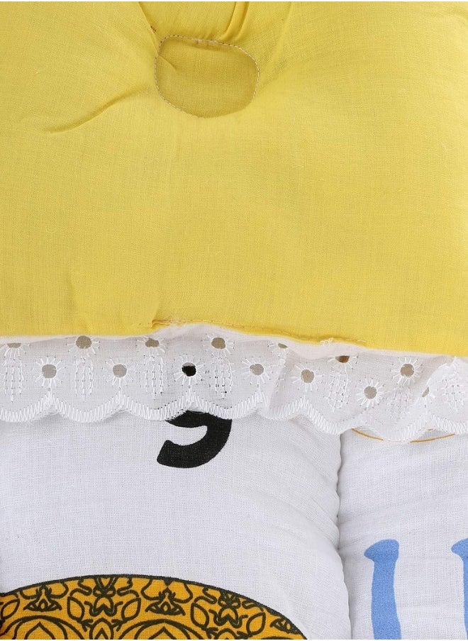 Superminis - Baby Bed with Thick Mattress, Mosquito Net with Zip Closure And Neck Pillow, Baby Bedding for New Born, 0M+, Baby Sleeping Bed of 32 inch X 18 inch X 4 inch Size (Yellow),Pack of 1 - Image 1