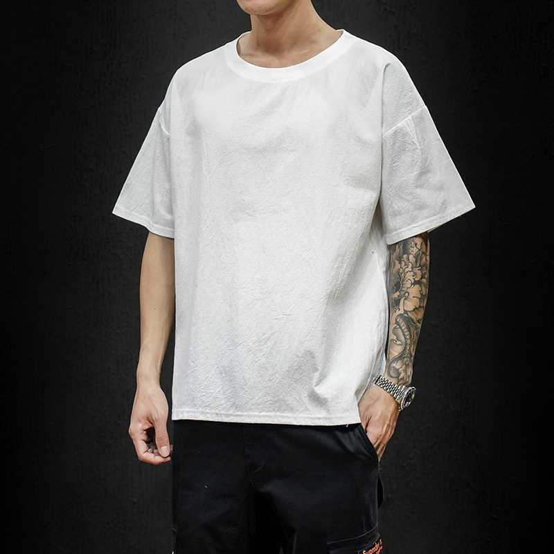 Men'S Short Sleeve T-Shirt Men'S Joker Thin Cotton And Linen Half Sleeve Jacket Tide Fat Summer Clothing A Generation Of Hair - Image 2