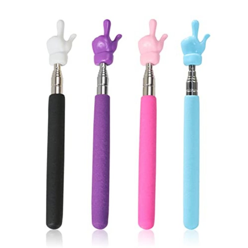 Finger Reading Stick, Kindergarten Student Teacher Teaching Point Reading Pen, Telescopic Teachers Pointer, for Elementary School Kindergarten Teacher 4 Pcs - Image 1