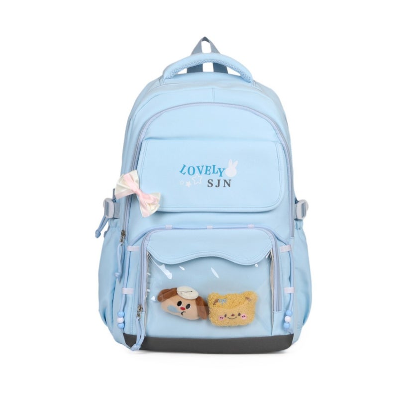 Anime Ita Backpack with Rabbit Embroidery, Light Blue, for Students - Image 5