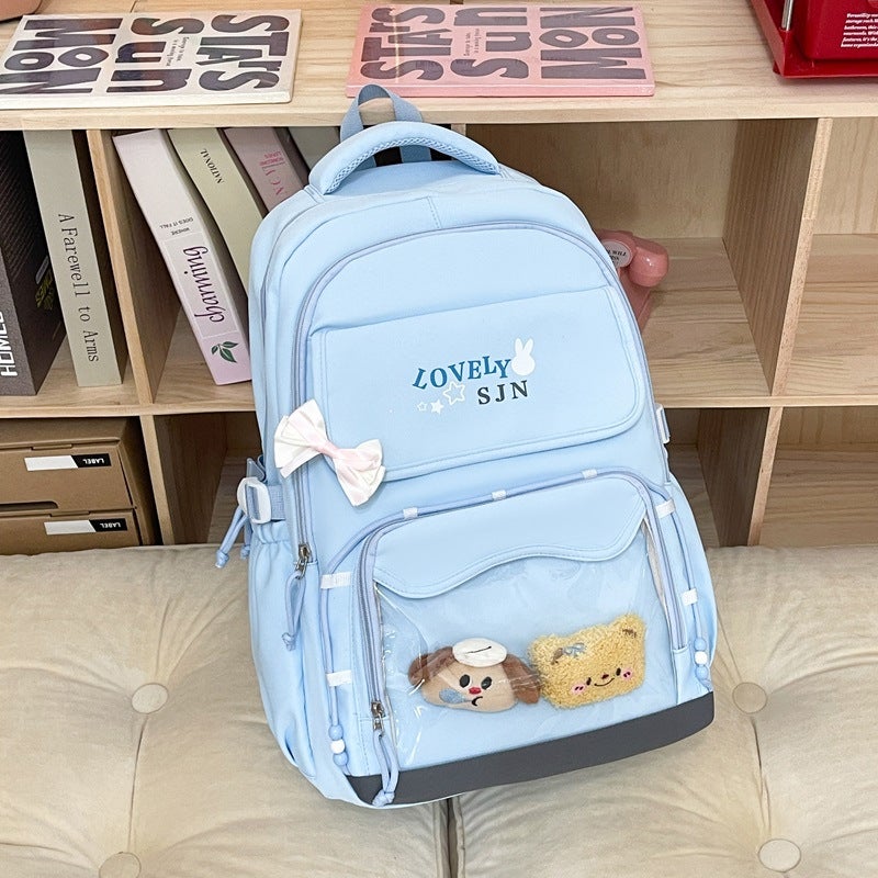 Anime Ita Backpack with Rabbit Embroidery, Light Blue, for Students - Image 1