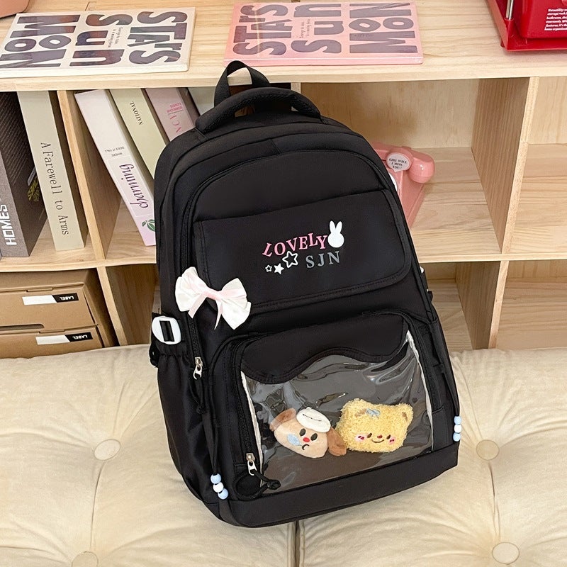 Anime Ita Backpack with Rabbit Embroidery, Light Blue, for Students - Image 2