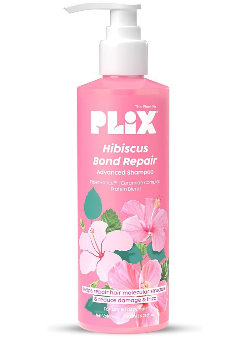 PLIX THE PLANT FIX Hibiscus Bond Repair Advanced Shampoo for Damaged, Frizzy Hair - 200ml Repair Hair Molecular Structure FiberHance & Hibiscus Extract Men & Women - Image 1