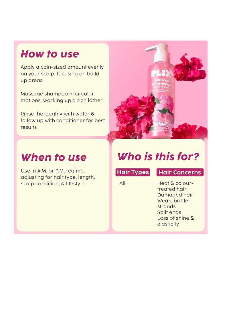 PLIX THE PLANT FIX Hibiscus Bond Repair Advanced Shampoo for Damaged, Frizzy Hair - 200ml Repair Hair Molecular Structure FiberHance & Hibiscus Extract Men & Women - Image 5