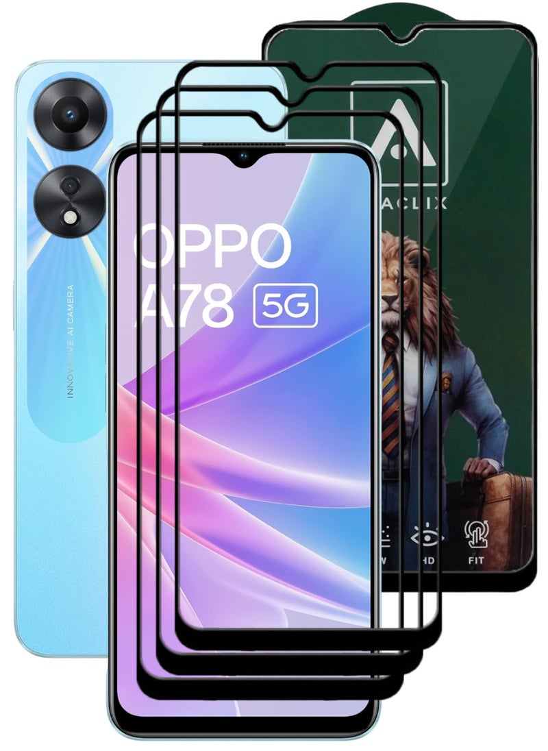 ACLIX 4 Pieces Antistatic ESD Dustproof Premium Quality High Definition Tempered Glass Screen Protector Designed For Oppo A78 - Image 1