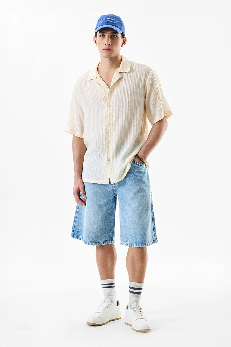 SNITCH Oversized Fit Textured Cuban Collar Shirt