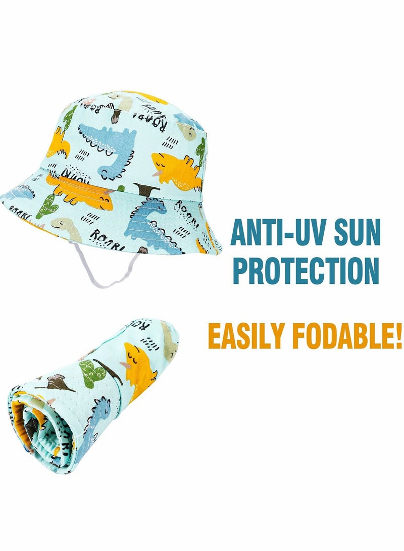 كاست ويف قبعة شمس للأطفال من القطن الصيفي مع حزام مطاطي وقبعة شاطئ قابلة للطي ذات حافة واسعة مع حماية من الشمس للأولاد والبنات من عمر 1 إلى 5 سنوات - Image 2