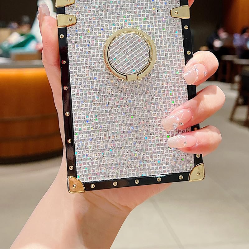 US LITE Thermoplastic Polyurethane Premium Case for iPhone 16 Plus|Gold Accents|Slim Protective Cover with Ring Holder|Shockproof Case and Anti-Scratch for Extra Protection-White - Image 3