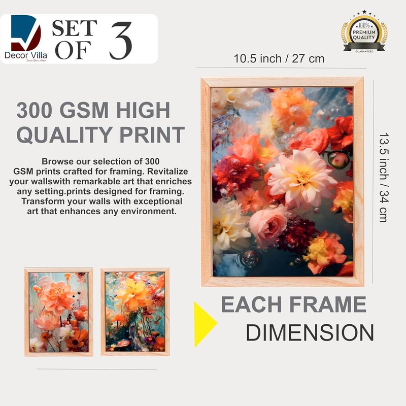 DecorVilla Decor Villa 3D YELLOW FLOWERS Digital Framed Painting for Wall Decoration Wall Art Prints for Living Room Bedroom Office Room Decor 105x135 inch DVWFC0014 - Image 2
