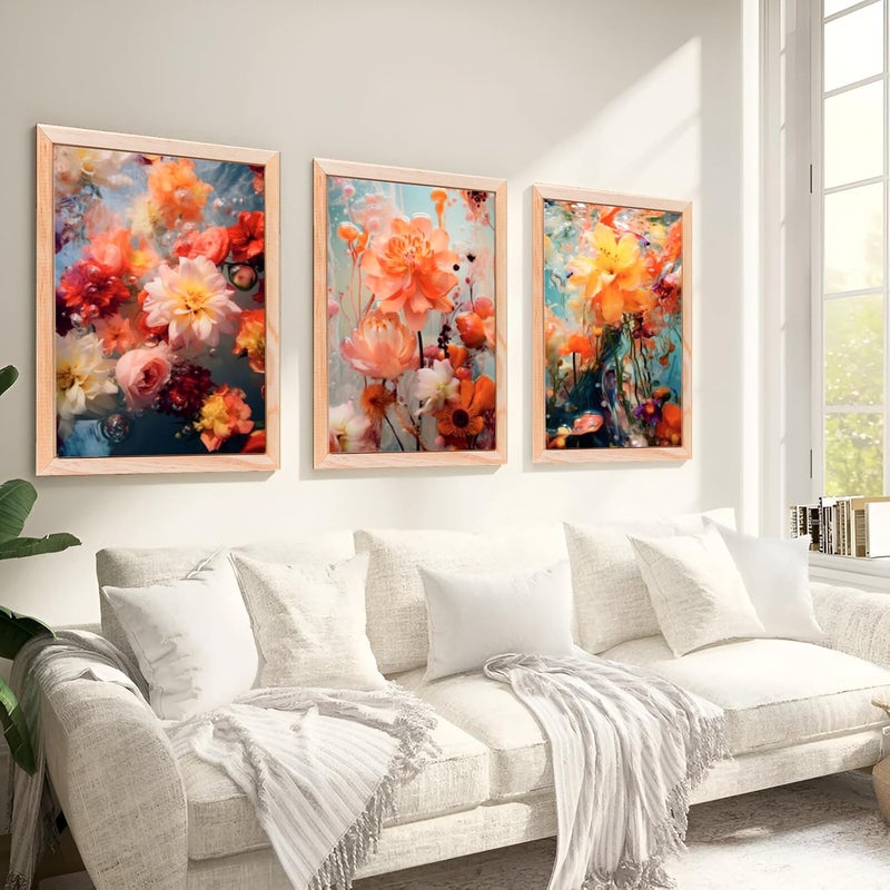 DecorVilla Decor Villa 3D YELLOW FLOWERS Digital Framed Painting for Wall Decoration Wall Art Prints for Living Room Bedroom Office Room Decor 105x135 inch DVWFC0014 - Image 1