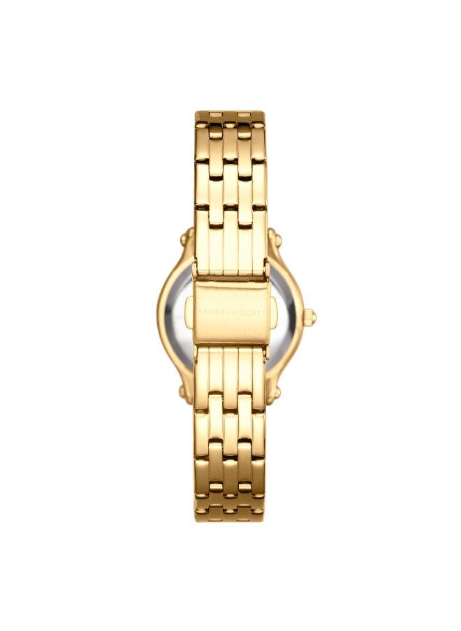 KENNETH SCOTT Women's Analog Display Watch With Gold Stainless Steel Strap - K25510-GBGW  - Image 3
