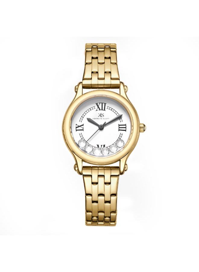 KENNETH SCOTT Women's Analog Display Watch With Gold Stainless Steel Strap - K25510-GBGW  - Image 1